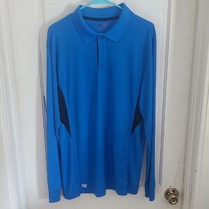 Fila Blue Long Sleeve Polo Shirt Relaxed Fit